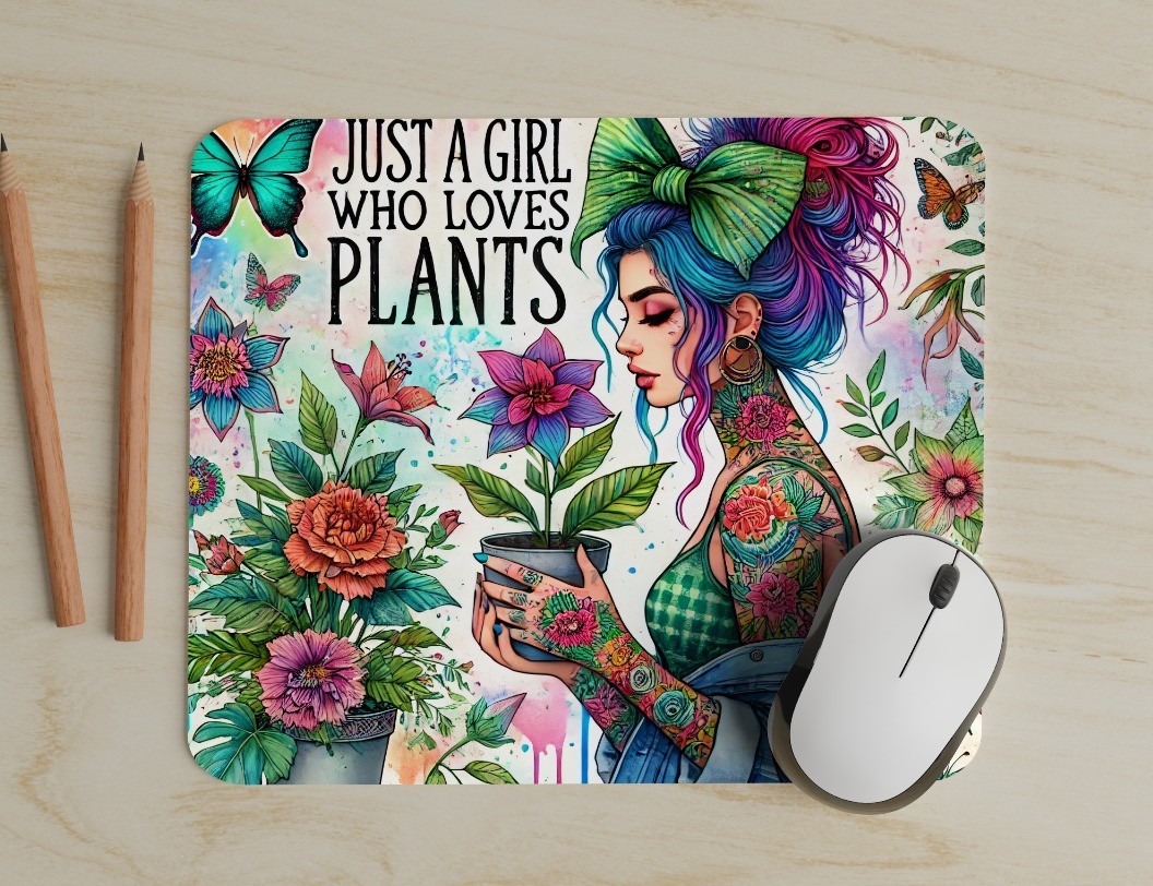Just A Girl Who Loves Plants Mouse Pad great for Office or Gaming Personalize