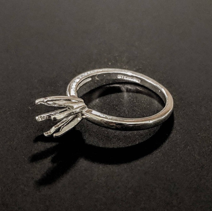 4 mm Round 6 Prong Ring, Solid Sterling Silver, Pre-Notched Size 5.5