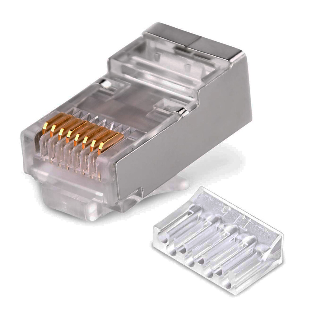 RJ45 Plug Connector CAT6 2-Piece Metal Shielded Plug FTP 8P8C load bar modular