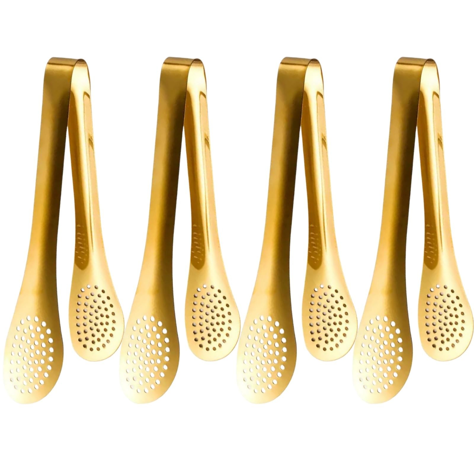 9 Inch Gold Buffet Tongs Set of 4, Stainless Steel Food Serving Utensils Tong...