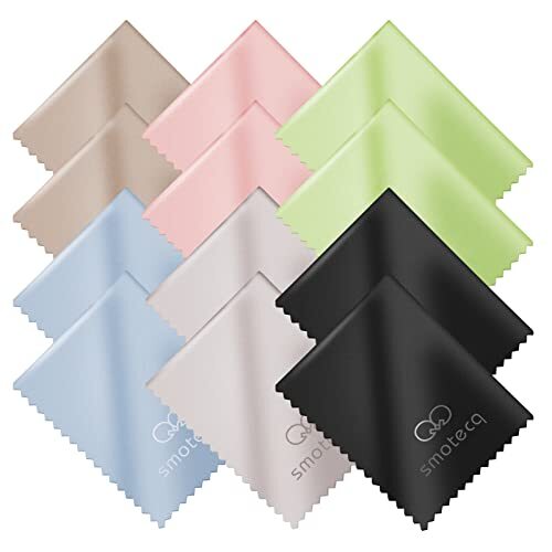 Assorted Colors Microfiber Cleaning Cloths, Cleans Lenses, Screen, 6X7'',12 PCS