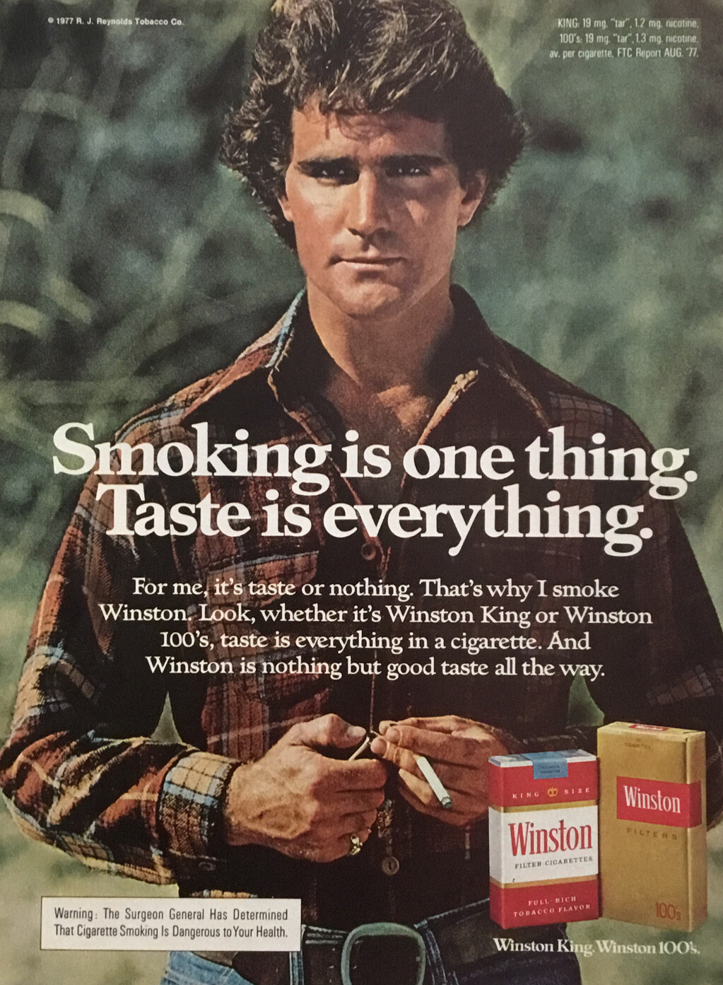 1978 Winston Cigarettes Original Magazine Print Ad Advertisement Flannel Shirt