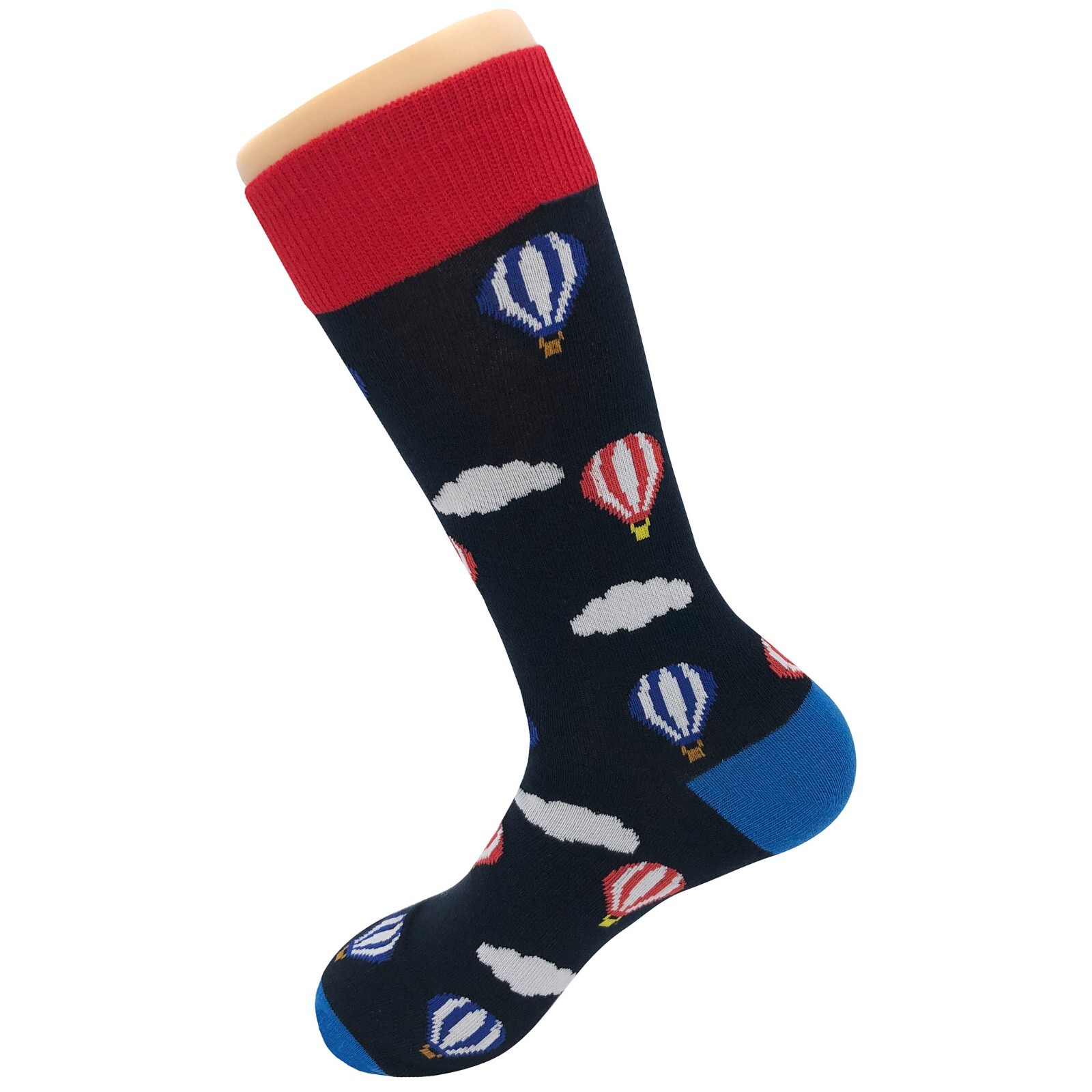 NWT Hot Air Balloon Dress Socks Novelty Men 8-12 Black Crazy Fun Sockfly