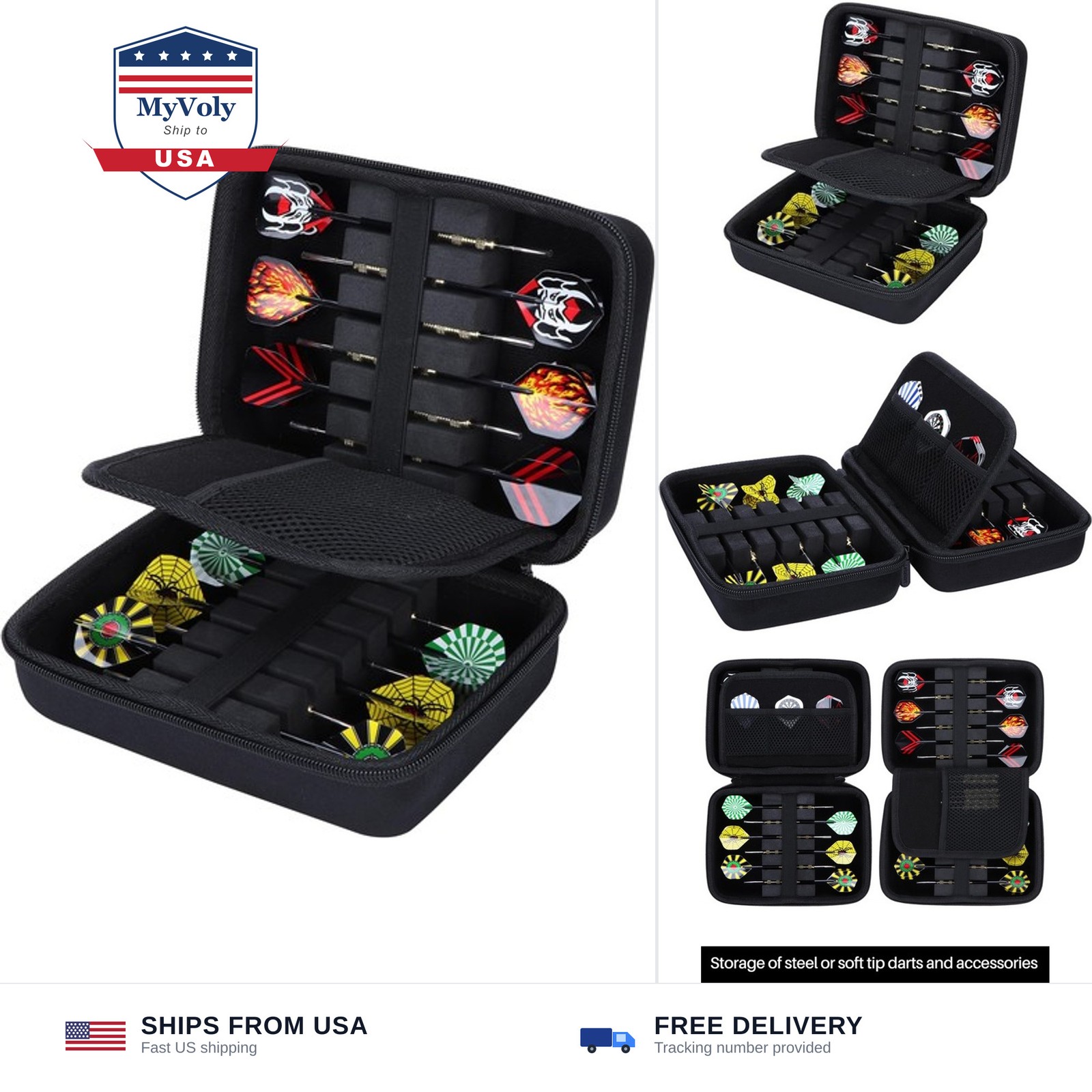 Lebakort Hard Case Compatible with Steel or Soft Darts Set, Storage Holder Fi...
