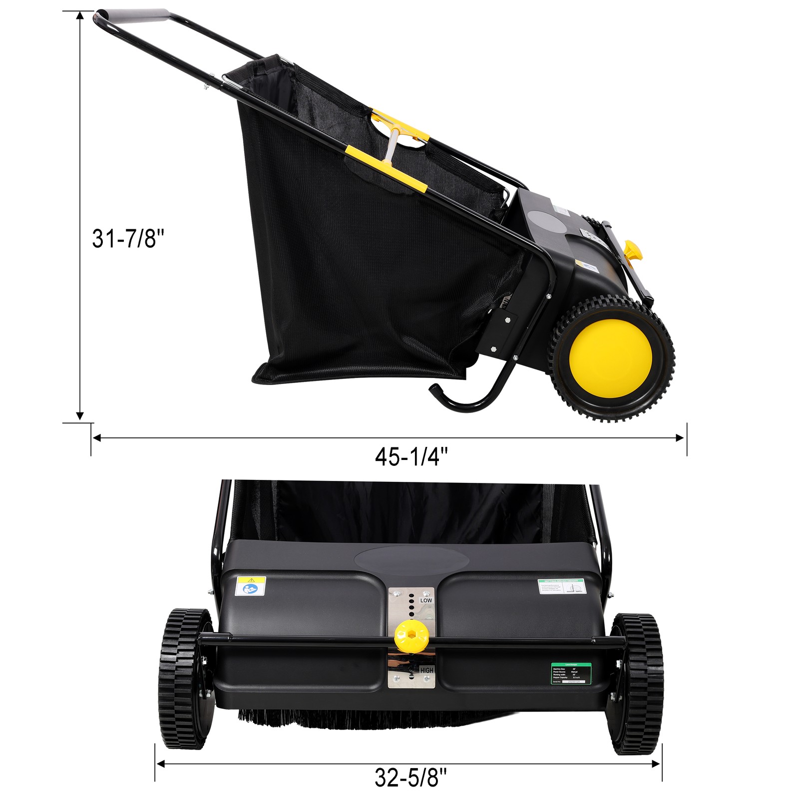4-Brush 21in Lawn Sweeper 3.5cu.ft Hopper Capacity