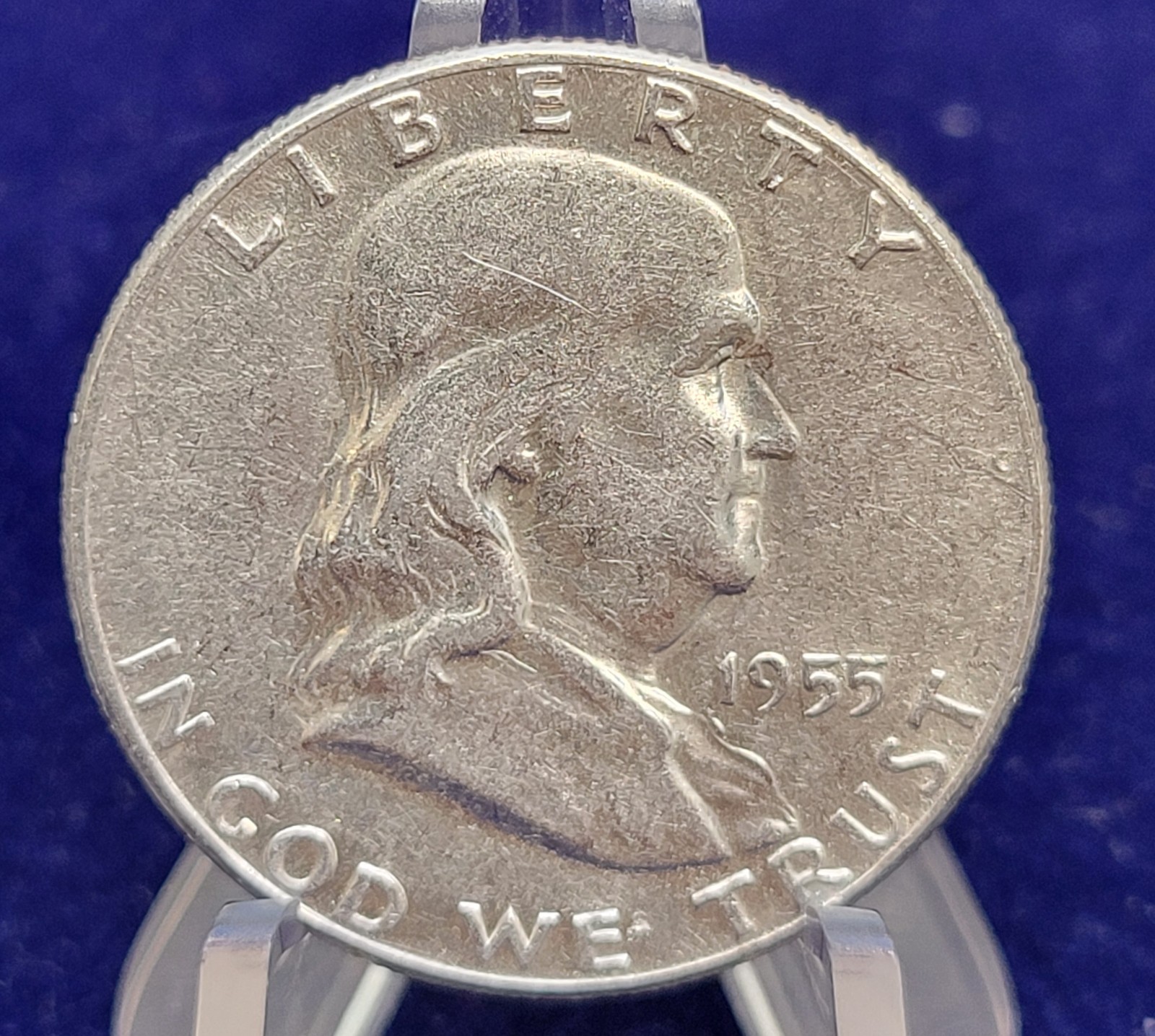 1955-P Franklin Silver Half Dollar 90% Silver Low Mintage US Coin