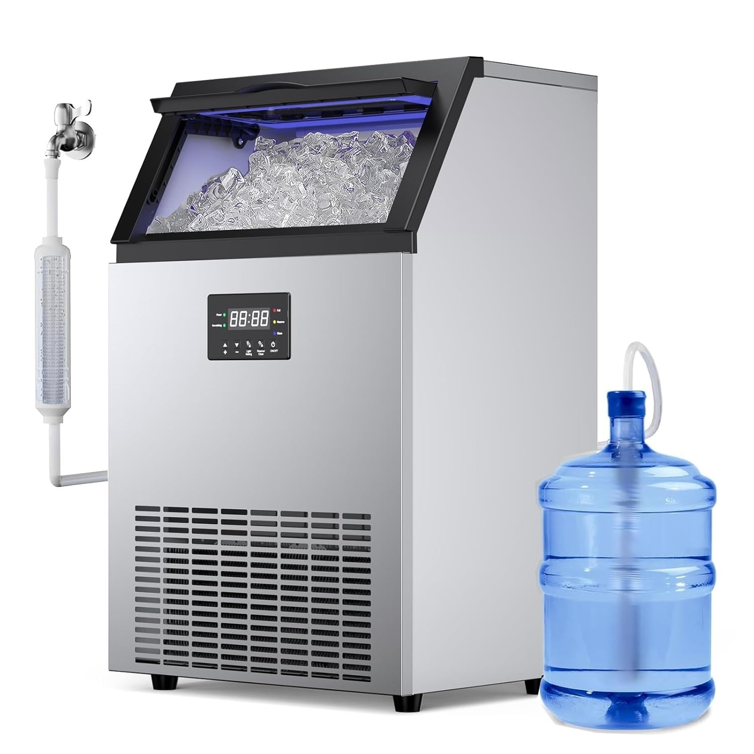 Commercial Ice Maker 150lbs/24H Freestanding Ice Cube Machine with 80 Ice Cubes