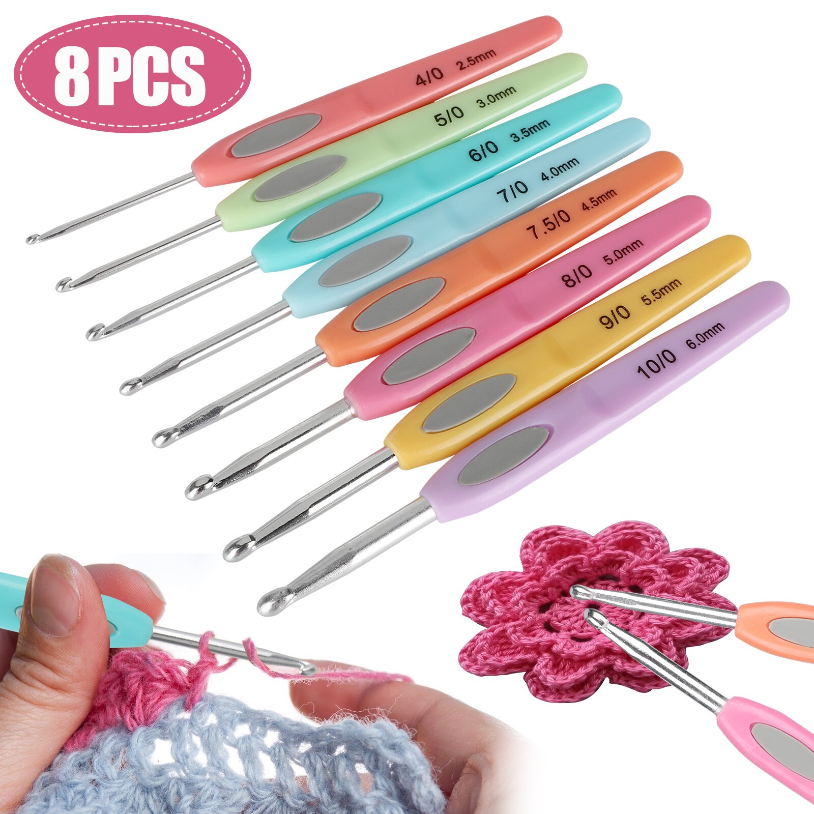 8pcs ABS Crochet Hook Mixed Color Number Pattern Crochet Hook for Sewing