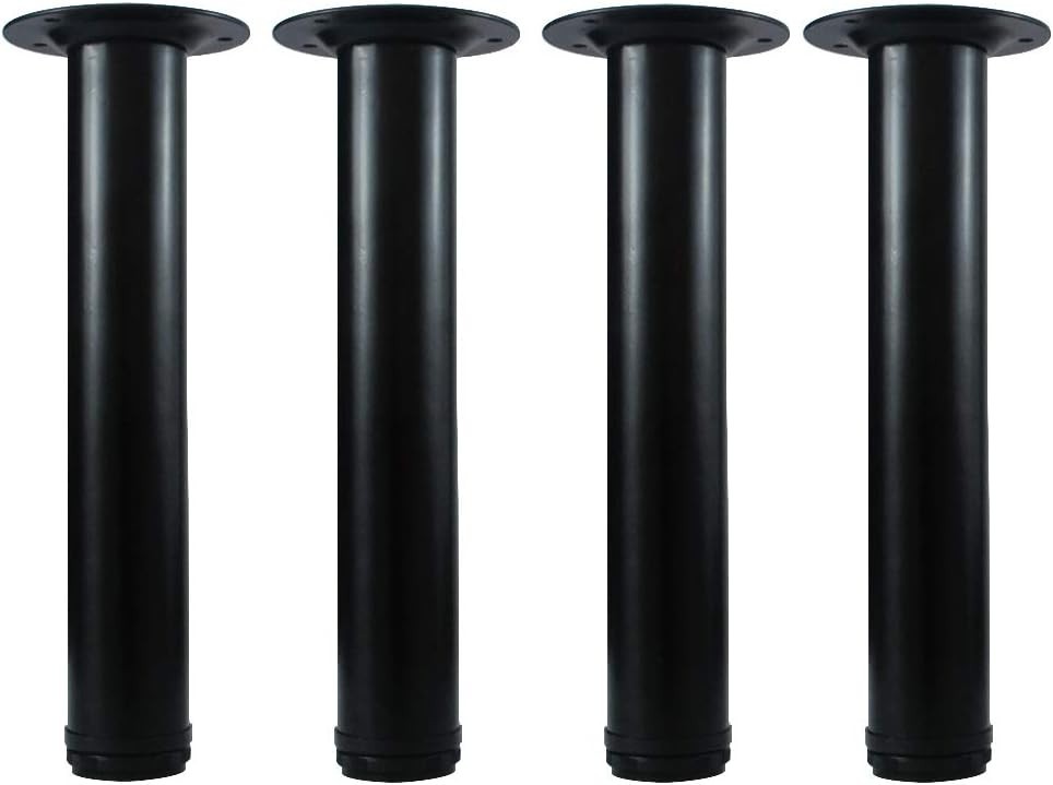 12-Inch Adjustable Black Metal Table Legs - Set of 4 for All Furniture Types