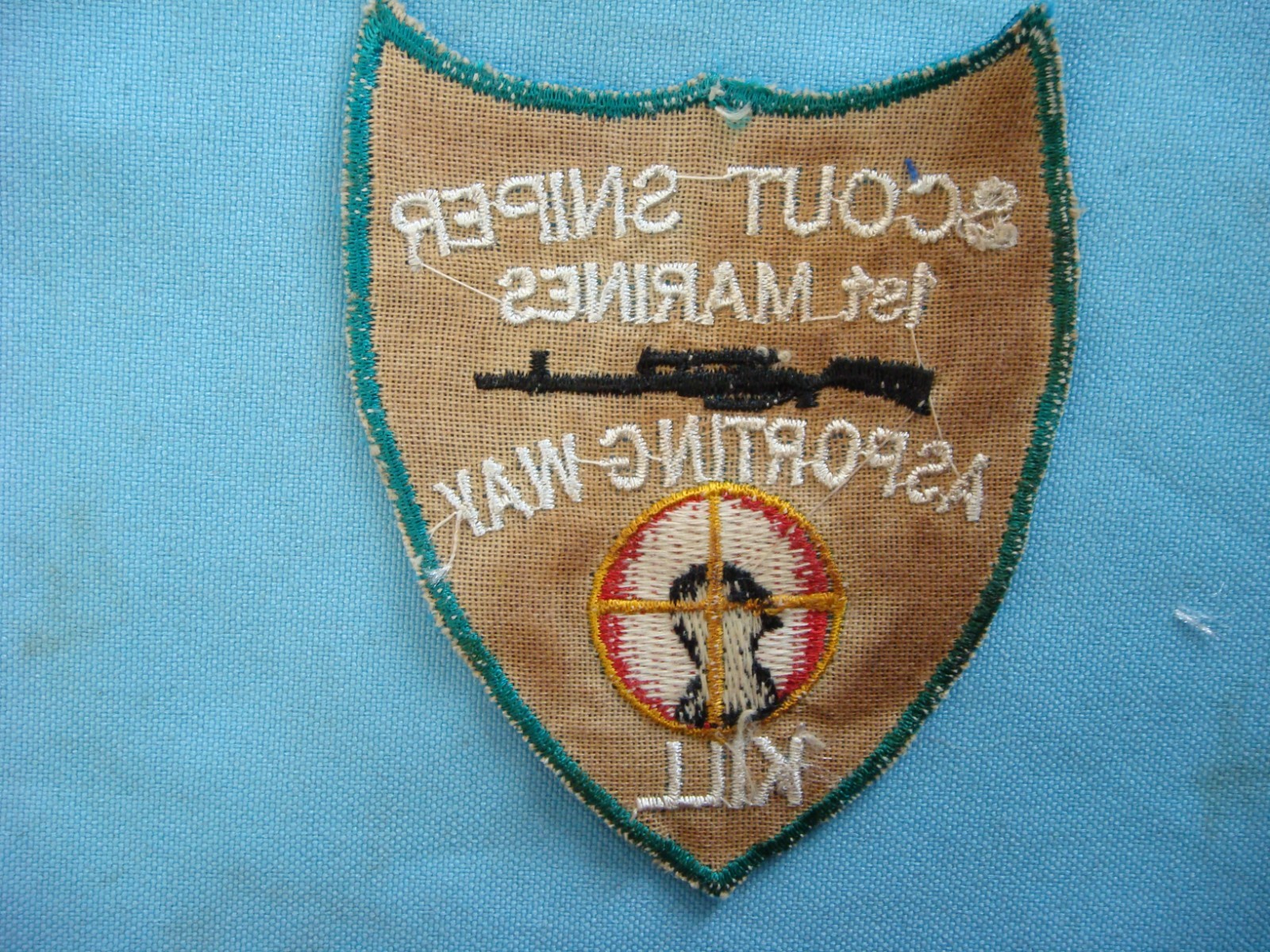 VIETNAM WAR PATCH, US MARINES 1st SCOUT SNIPER ASPORTING WAY