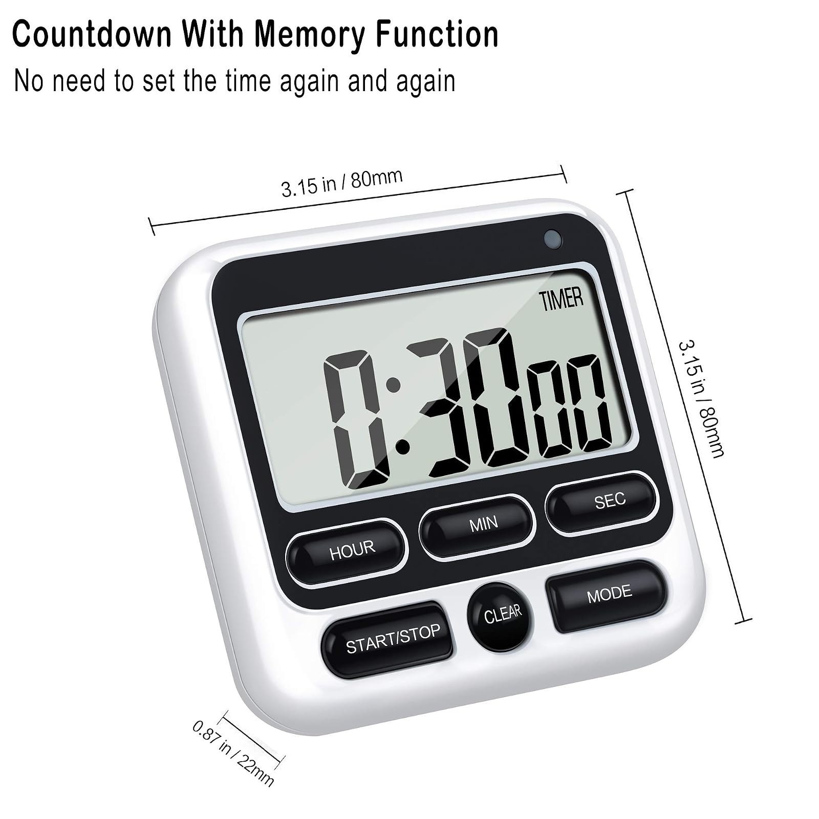 KTKUDY 4-in-1 Digital Kitchen Timer with Alarm & Count Up/Down Function