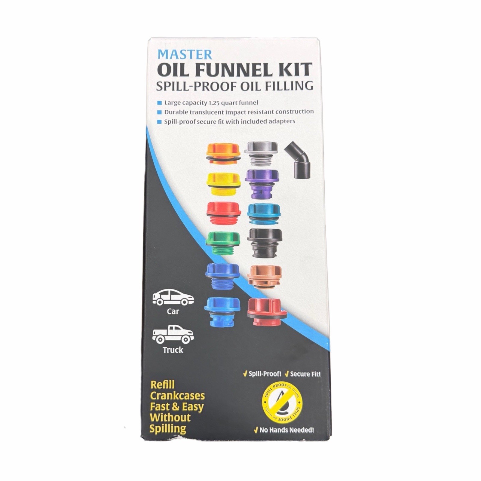 Master No Spill Oil Fill Funnel Kit w/ 12 OEM Adapters USA Seller New