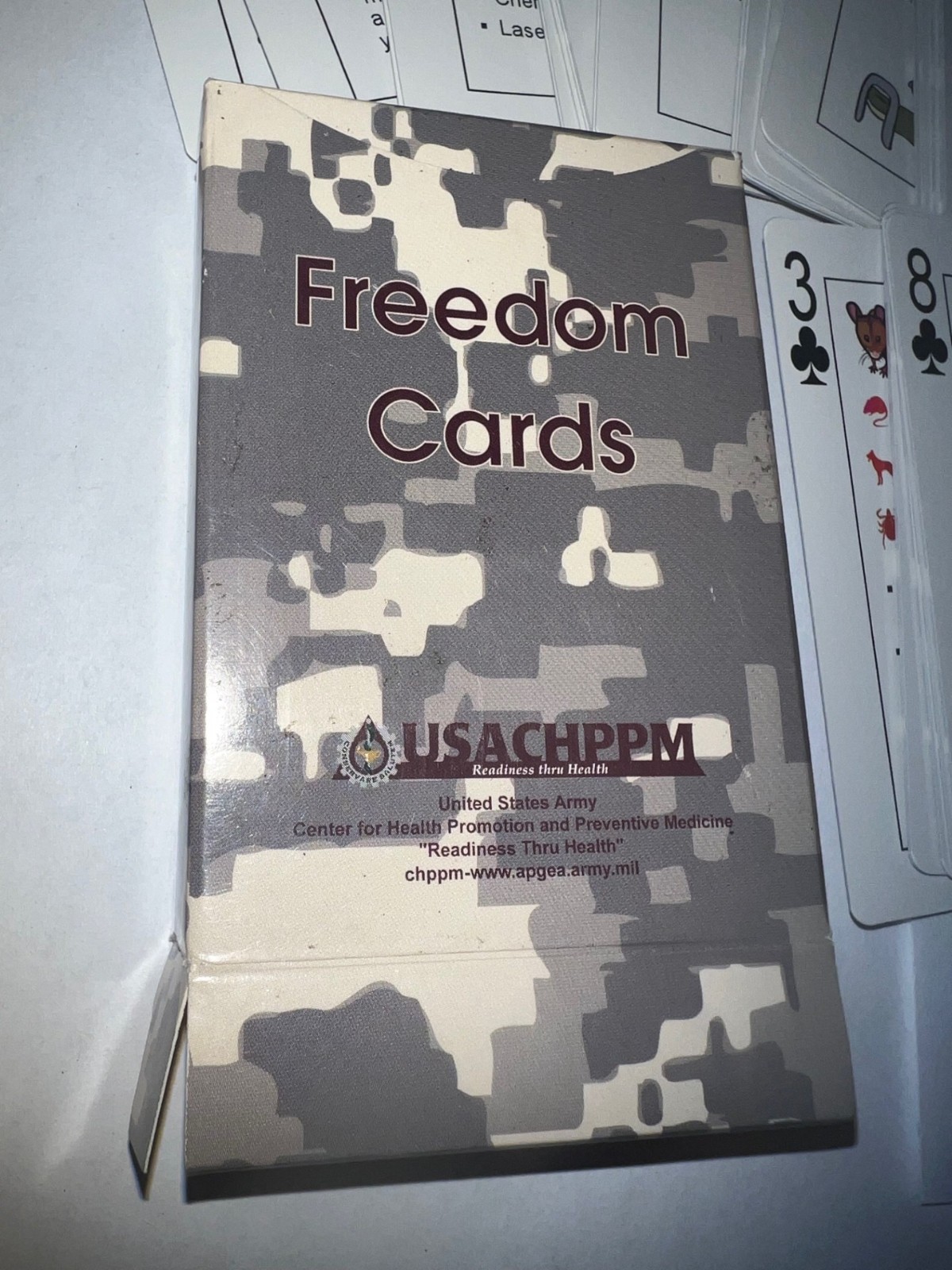 US Army Training Cards Freedom PlayingCards, Preventive Med tips, GWOT era new