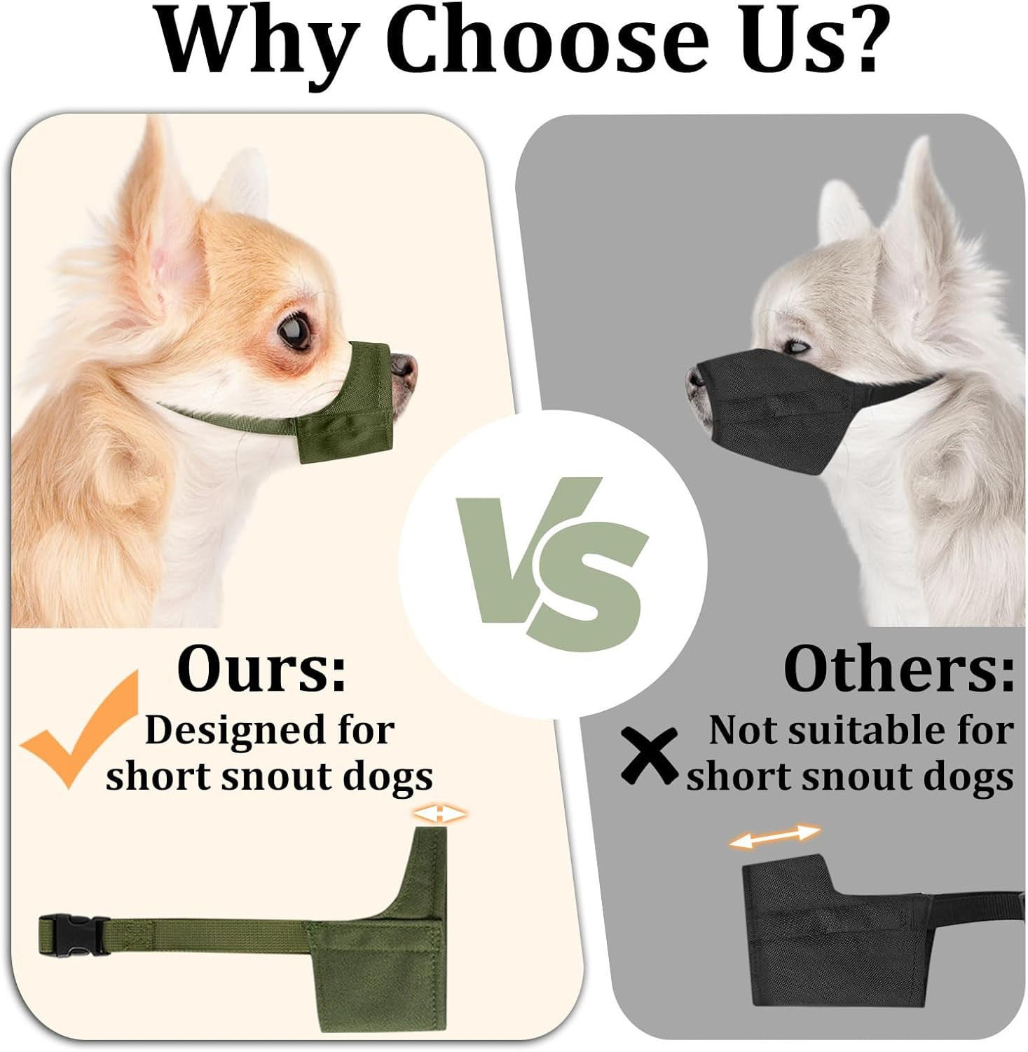 Short Snout Dog Muzzle Small Muzzle for Chihuahua Shih Tzu American Bully Boxer