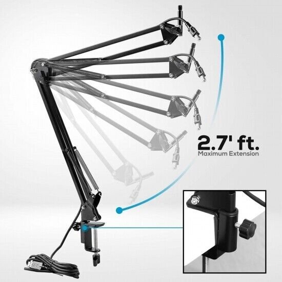 Pyle Suspension Microphone Boom Stand, Adjustable Mic Stand PMKSHUSB04