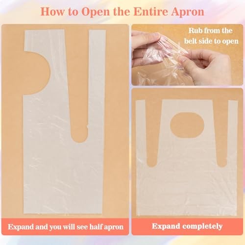 50 Plastic Disposable Aprons - 2.1ft/65cm Plastic Aprons Waterproof