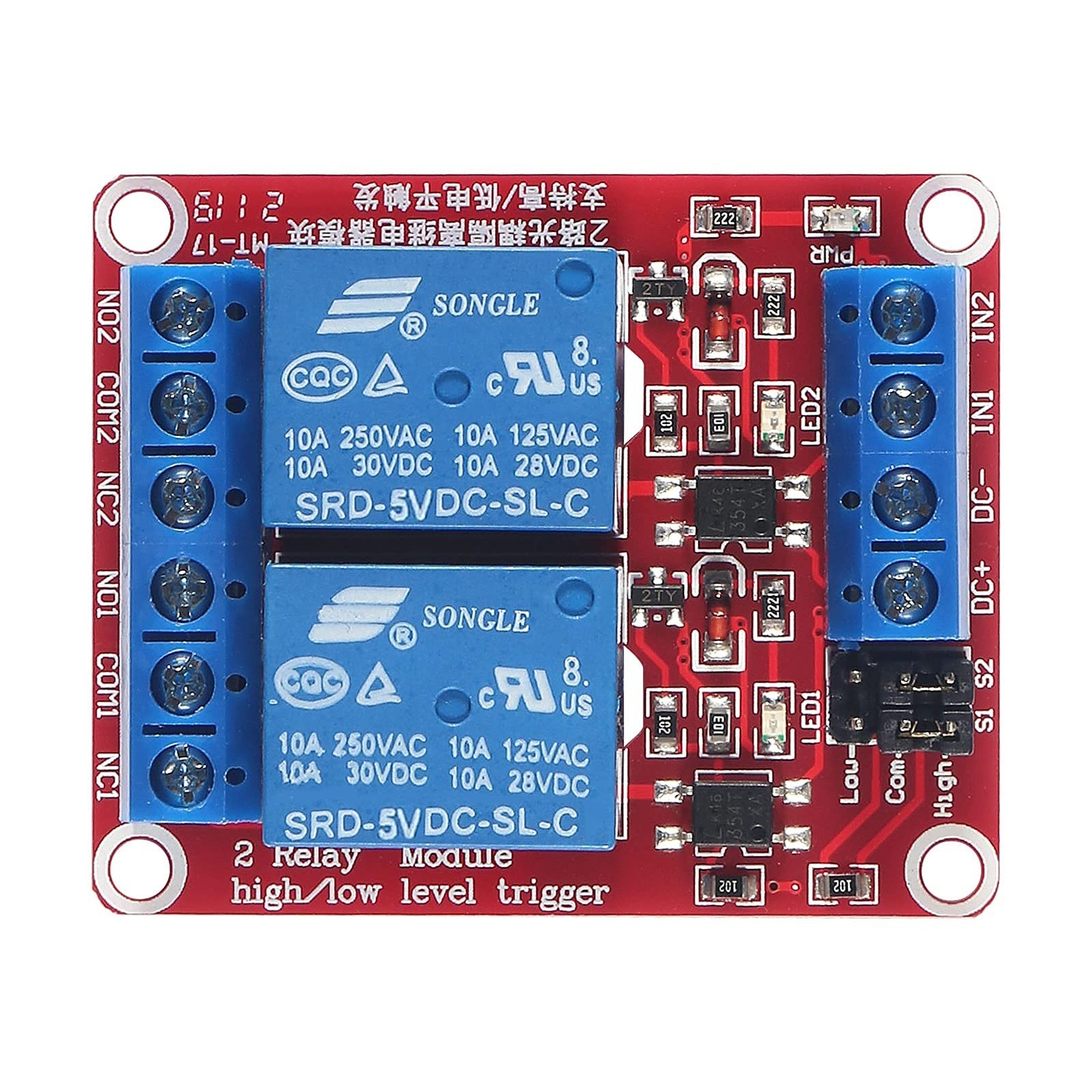 4pcs DC 5V Relay Module 2 Channel Relay Board with Optocoupler Support High o...