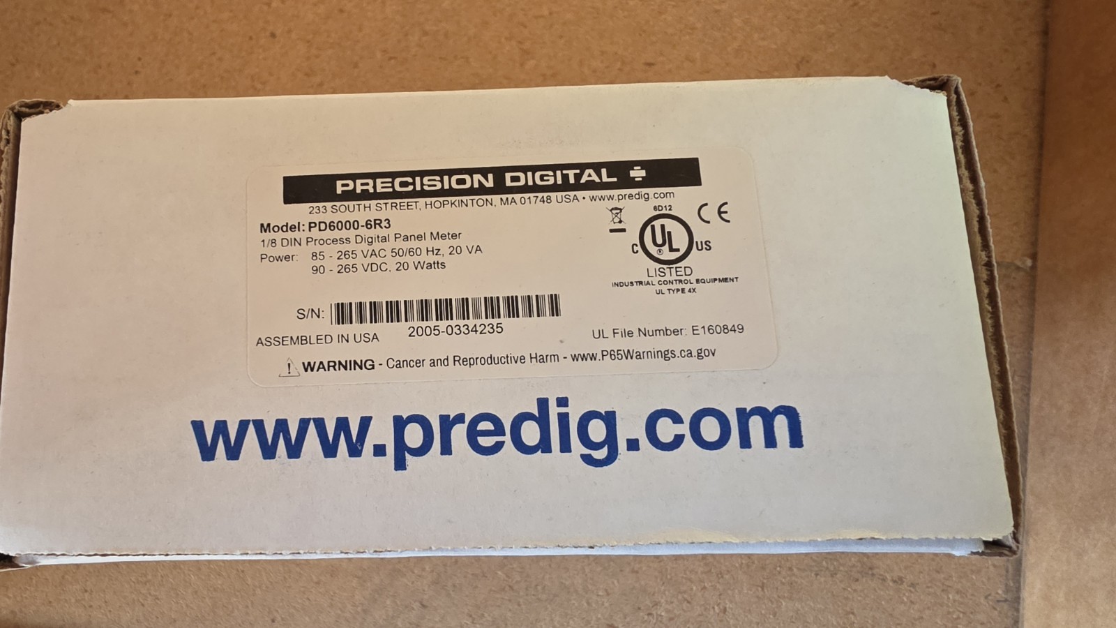 New, Precision Digital  PD-6000-6R3 Panel  Meter