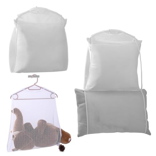 2 Pack Bed Pillows Drying Rack Plush Doll Dryer Rack Hanger Organizer Mesh Net
