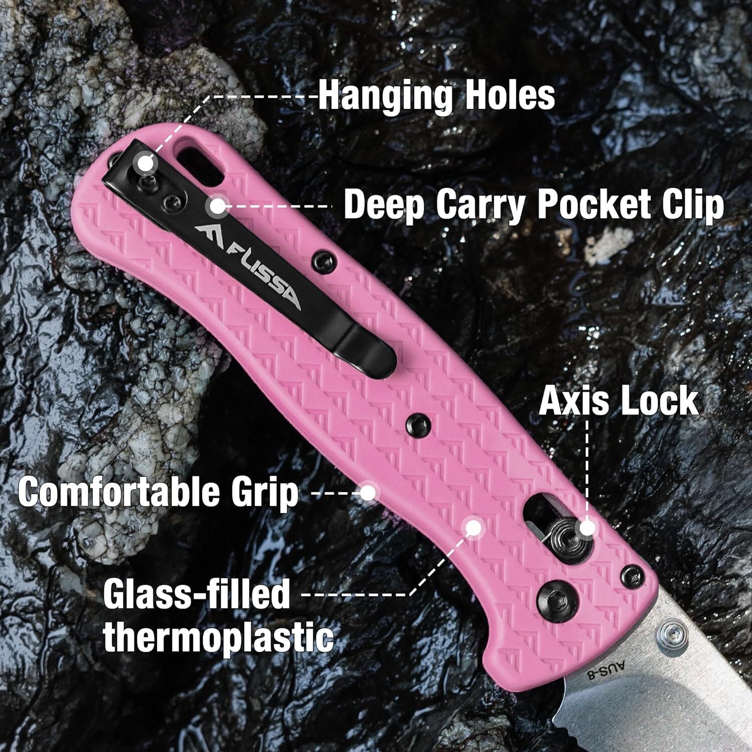 FLISSA 4.5" Folding Pocket Knife Multi-color Lightweight with Axis Lock