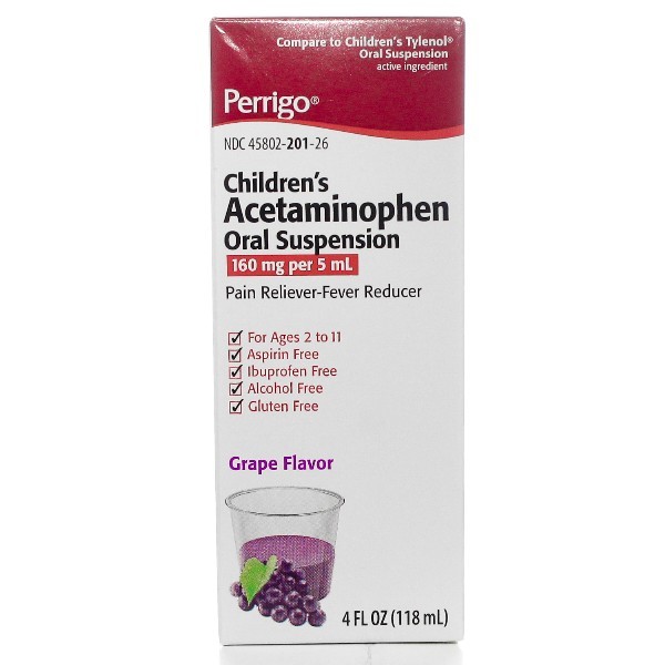 Perrigo Children's Acetaminophen 160mg per 5mL 118mL Grape EXP 03/31/2026