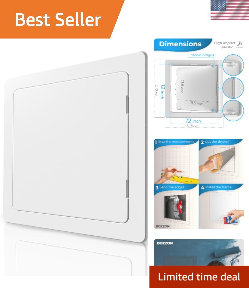 Modern White Wall Access Door - 12x12 Inch Flush-Mounted Panel for Easy Repairs