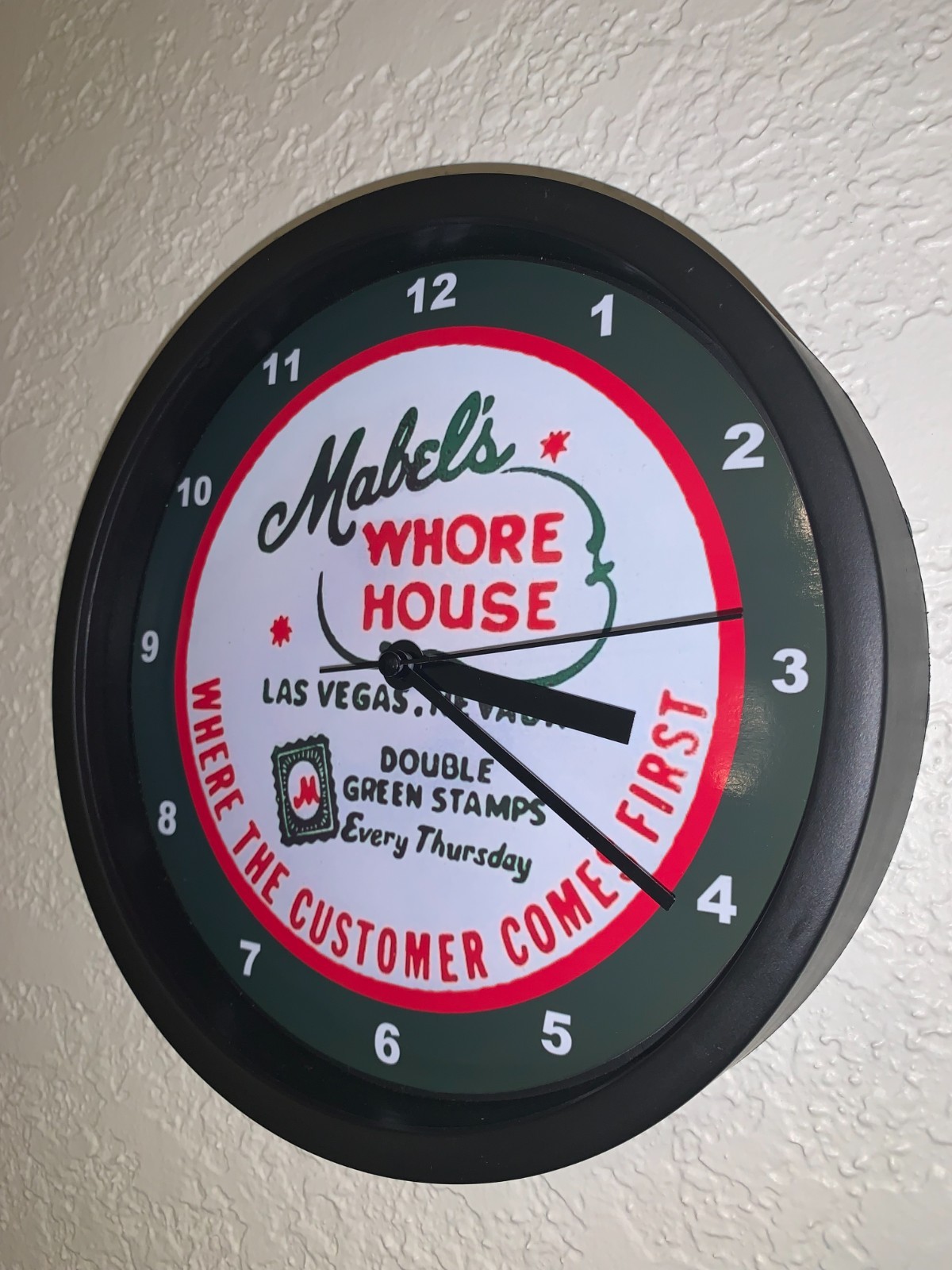 Mabel's Wh*re House Brothel Las Vegas Bar Man Cave Advertising Clock Sign