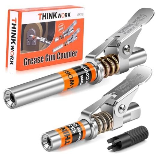 2PC Grease Gun Coupler, 0.53" Grease Gun Tips, Strong Lock & Extra Reach