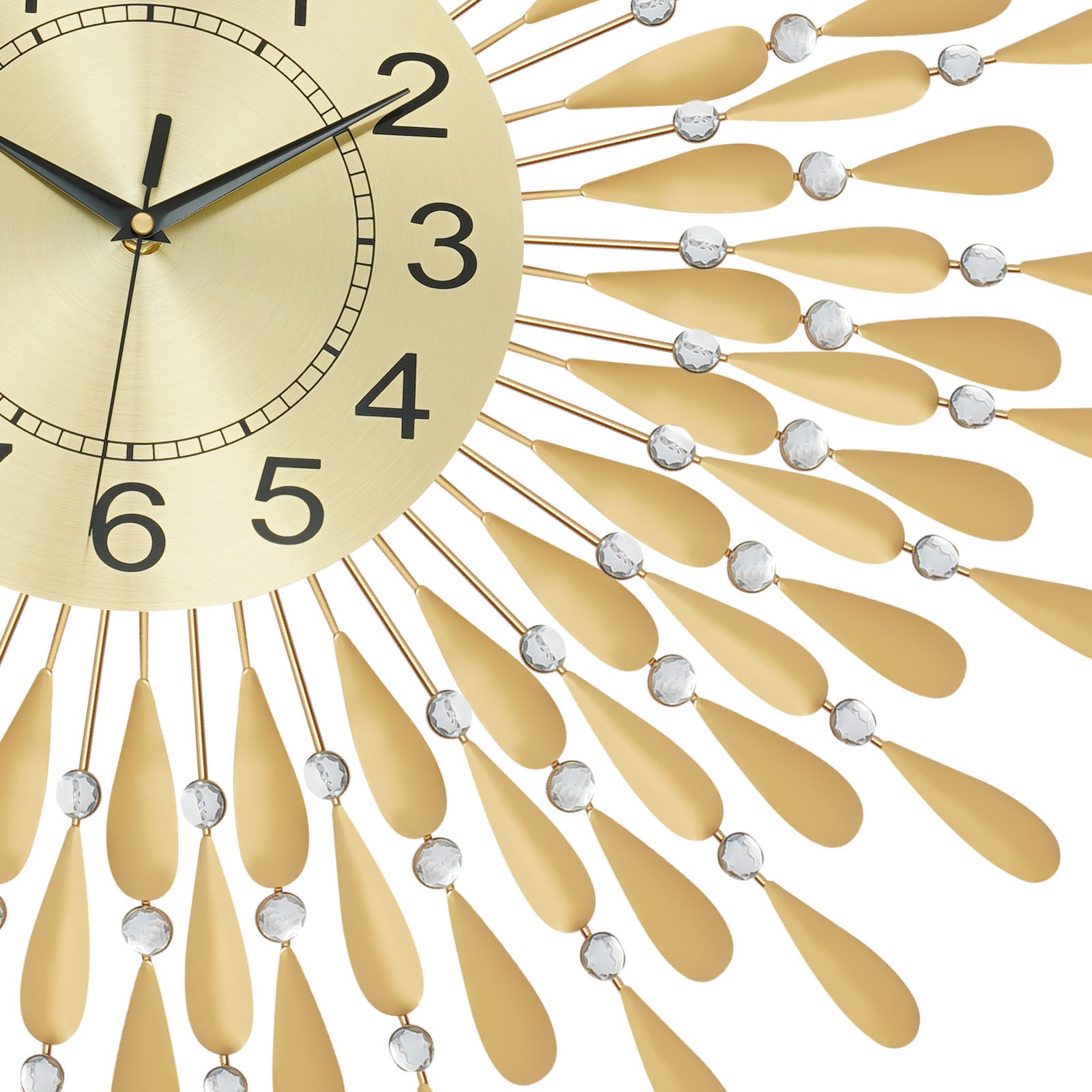 Large Wall Clock Gold Silent Wall Clock Retro Crystal Clock Wall-Mounted Decor