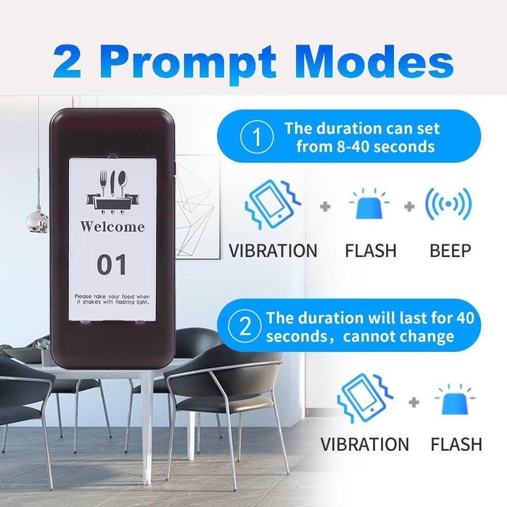 16-Pager Wireless Restaurant Paging System - 500ft Range for Quick Notifications