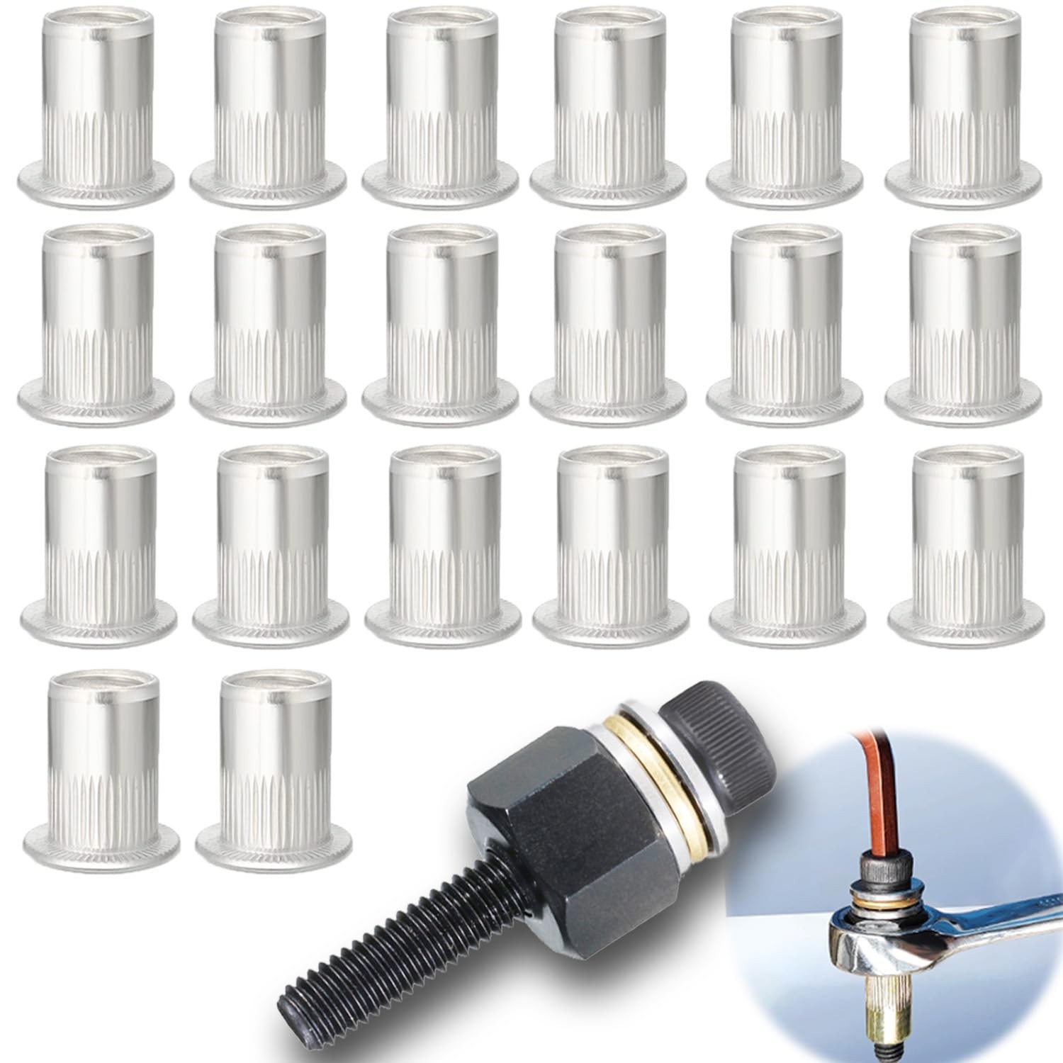 M10 Rivet Nuts 20Pcs with Rivet Nut Tool Easy to Use Aluminum Rivet Nut Rustp...