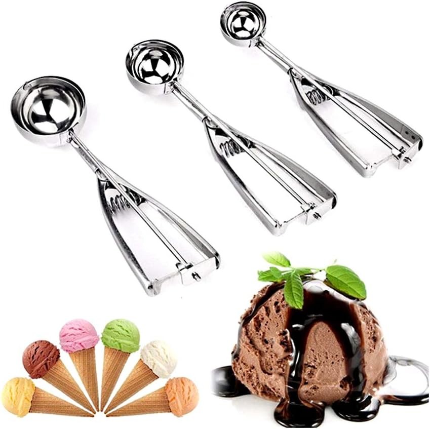 3 Size Cookie Scoop Set Stainl Steel Ice Cre Scoop