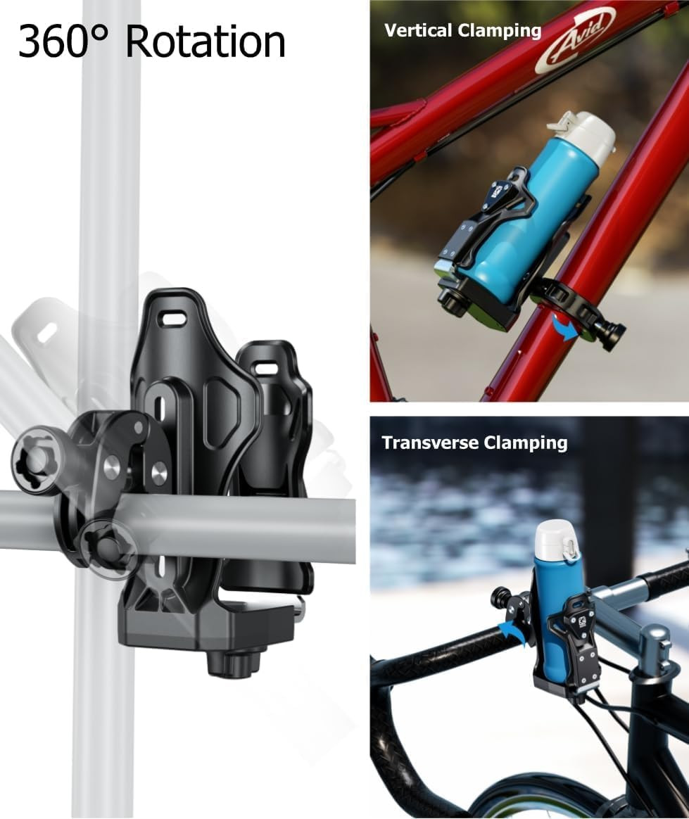 Anti-Theft Motorcycle Cup Holder, Extra Large Adjustable Size Bike Water Bottle