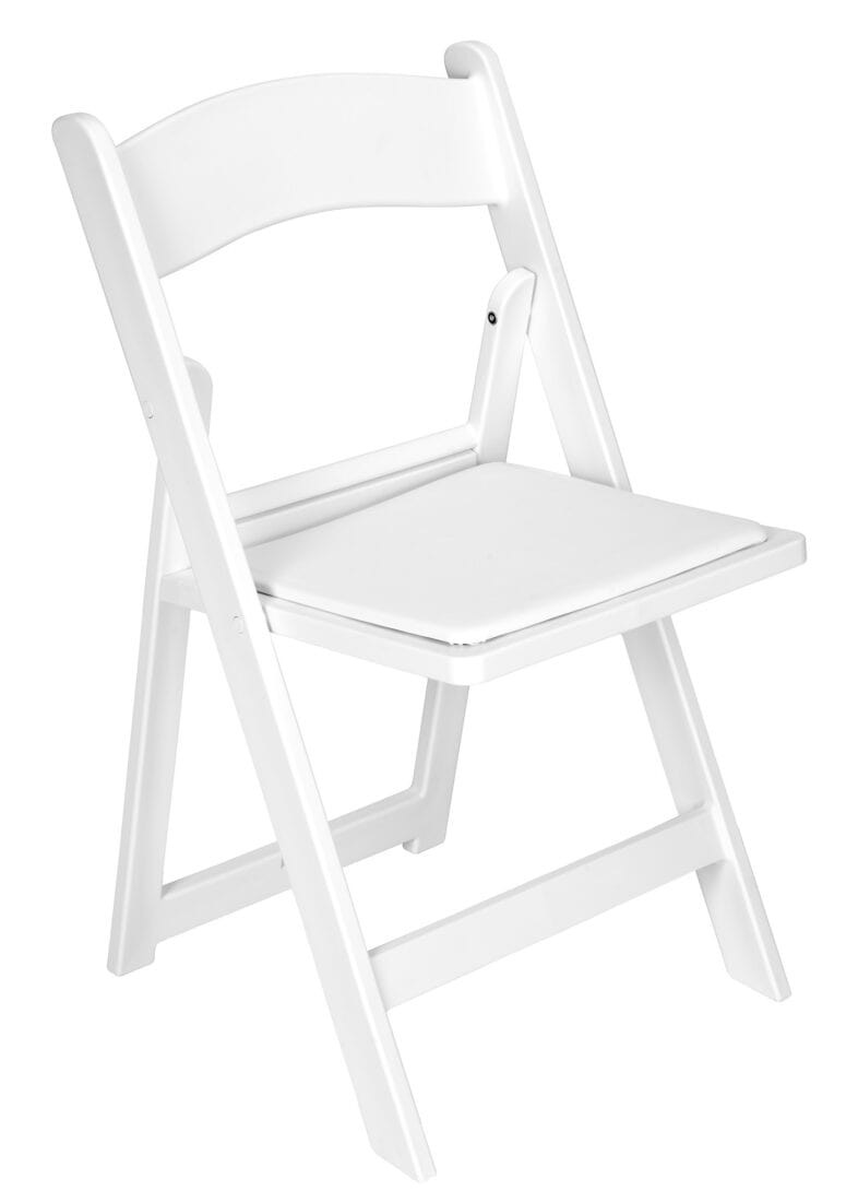 White Resin Folding Chair with Slatted & Padded Seat - 2N1 by Chivari