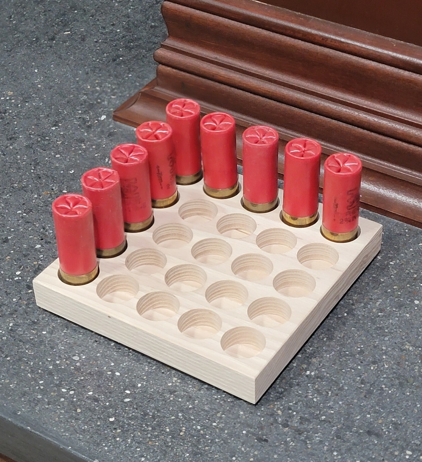 10 GAUGE SHOTGUN-SHOTSHELL RELOADING TRAY-CNC CUT HARDWOOD HICKORY