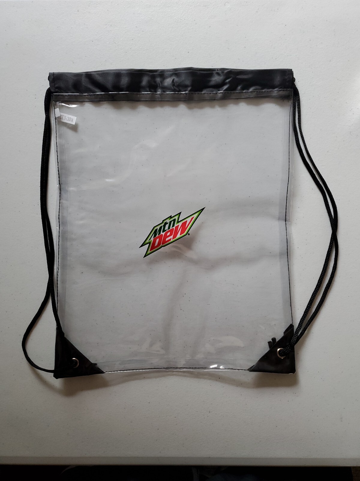 New Mountain Dew Clear Drawstring Backpack Carry All Bag Mtn Dew Advertising