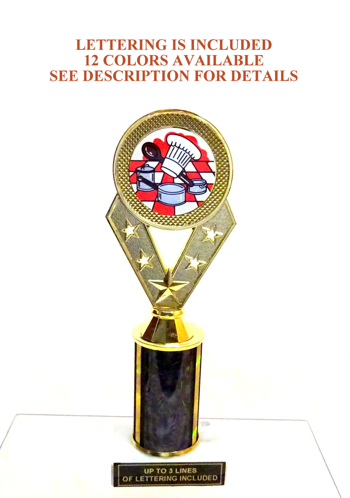 COOKING TROPHY CHEF BLACK MARBLE BASE 12 COLORS