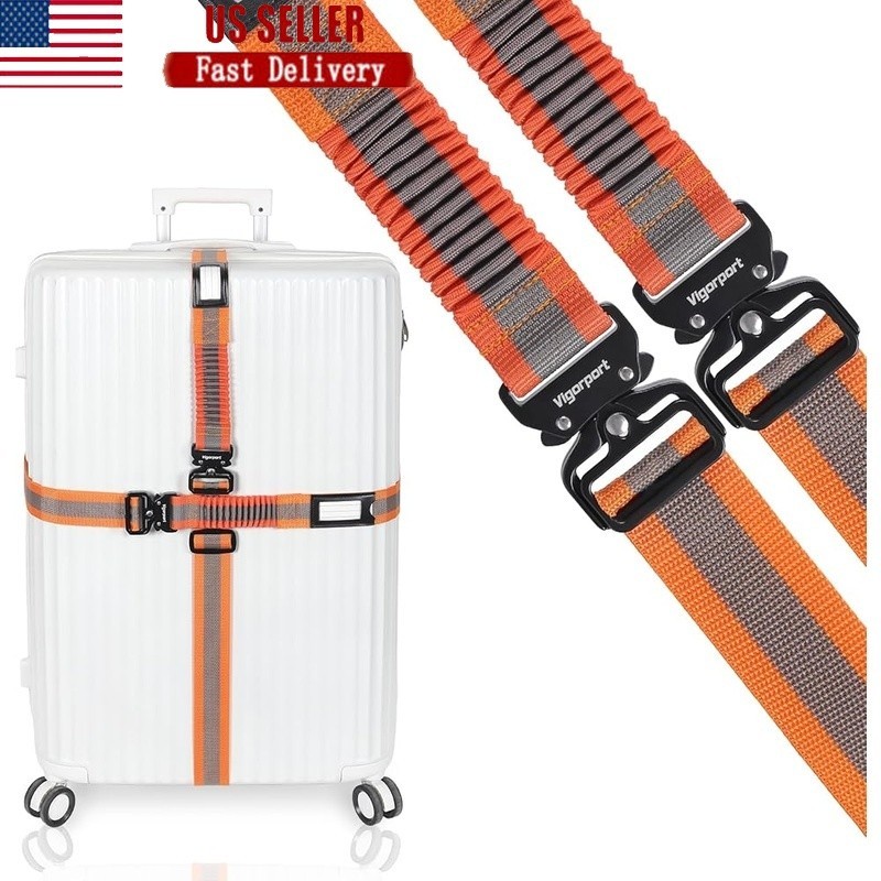 Heavy Duty Adjustable Luggage Strap TSA Approved Travel Belts W/ Name Card New