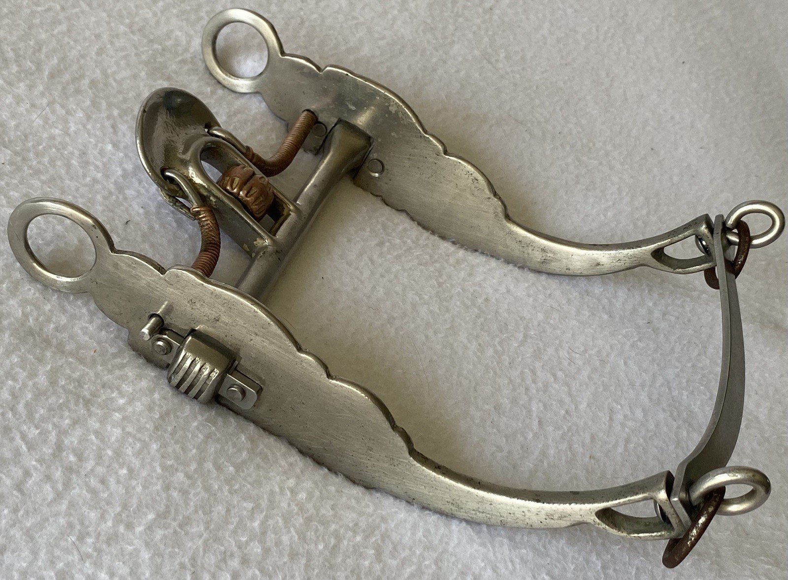 SLIESTER Vintage 5" SPADE Mouth Western Bit~Copper Wrap Braces & Cricket Roller