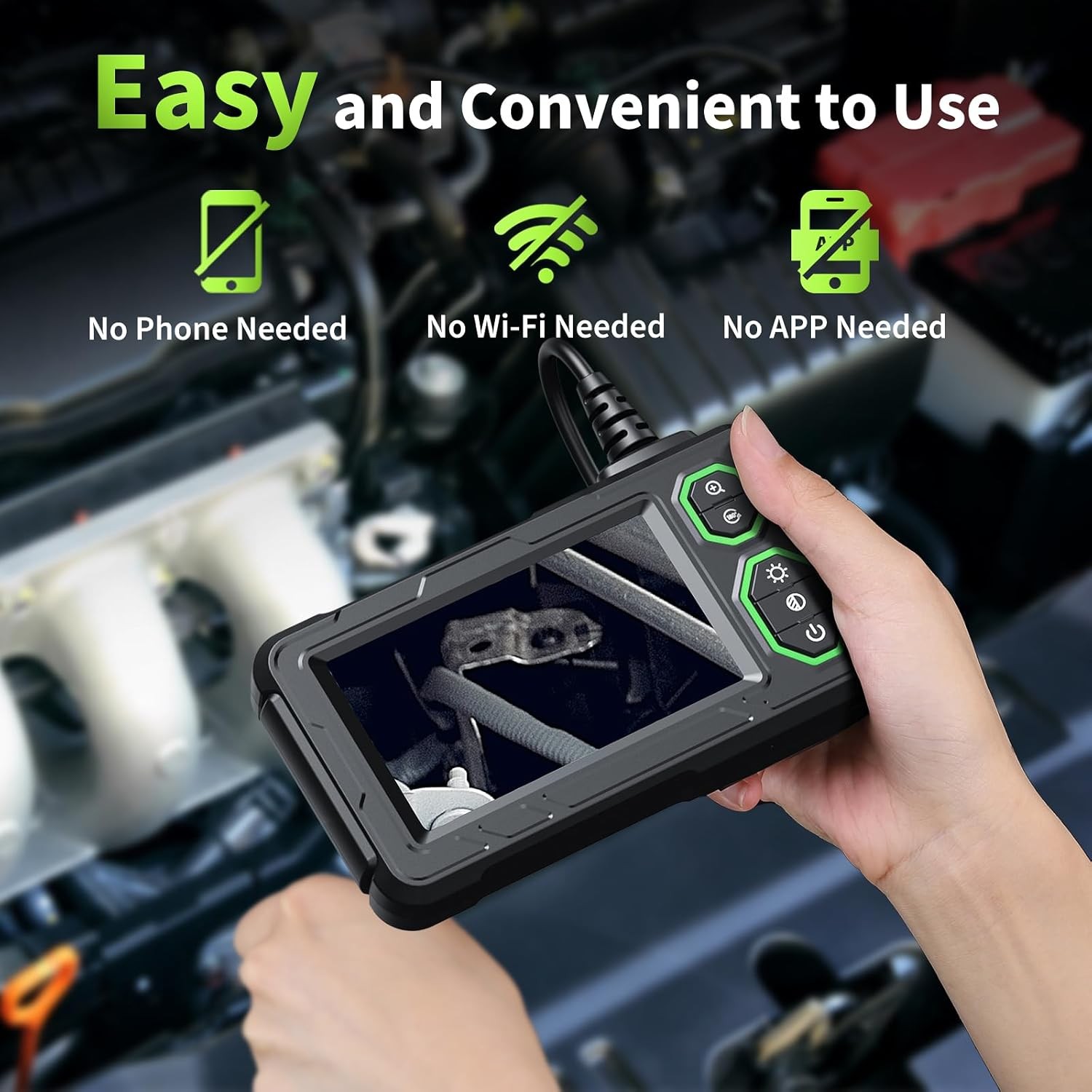 Endoscope Camera with Light, 4.3" Inspection Camera, 1920P HD Borescope with 8 L