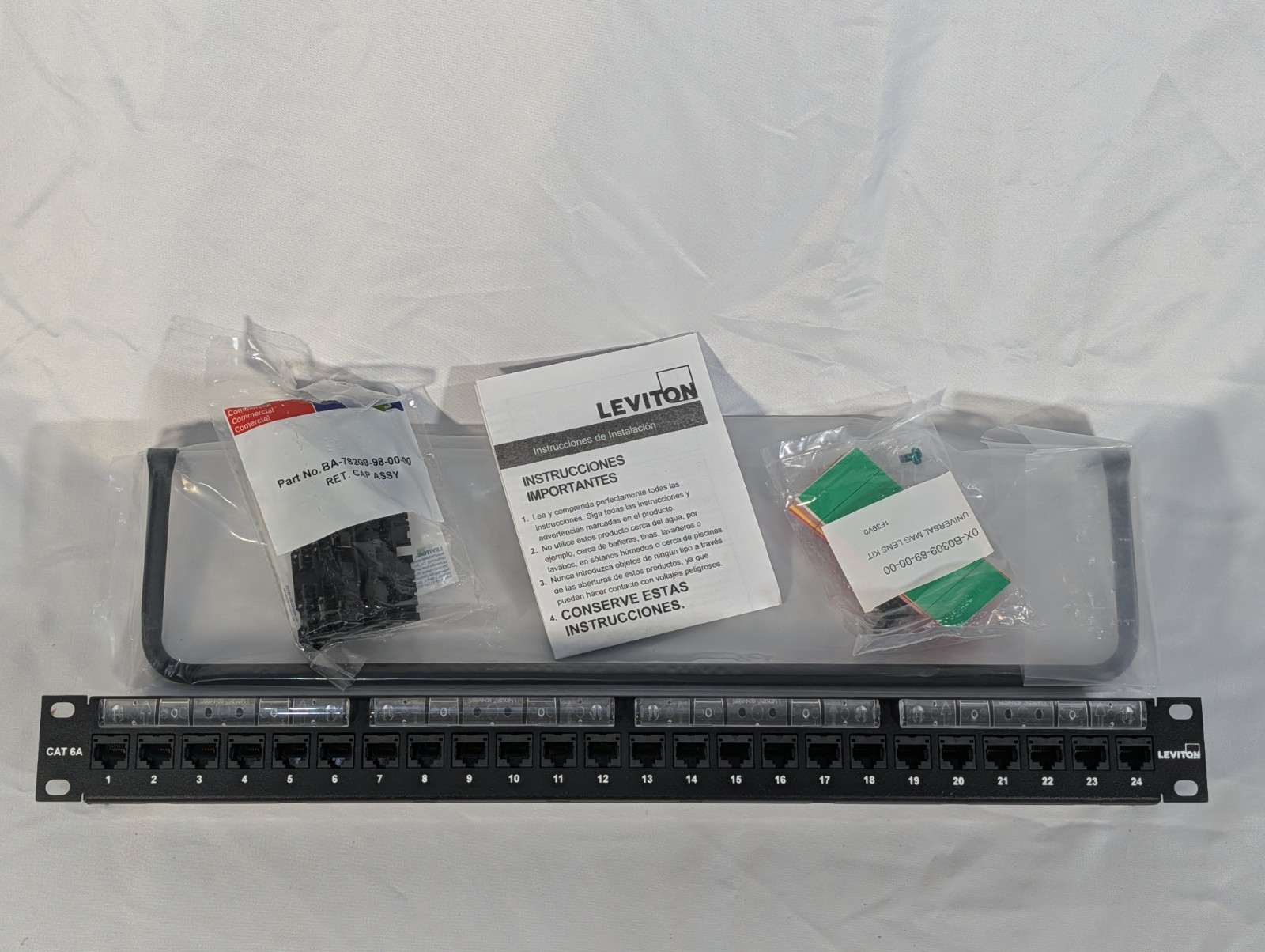 Leviton 24 Port Cat 6A 110 Style Patch Panel, 19 inch 1RU (6A586-U24)