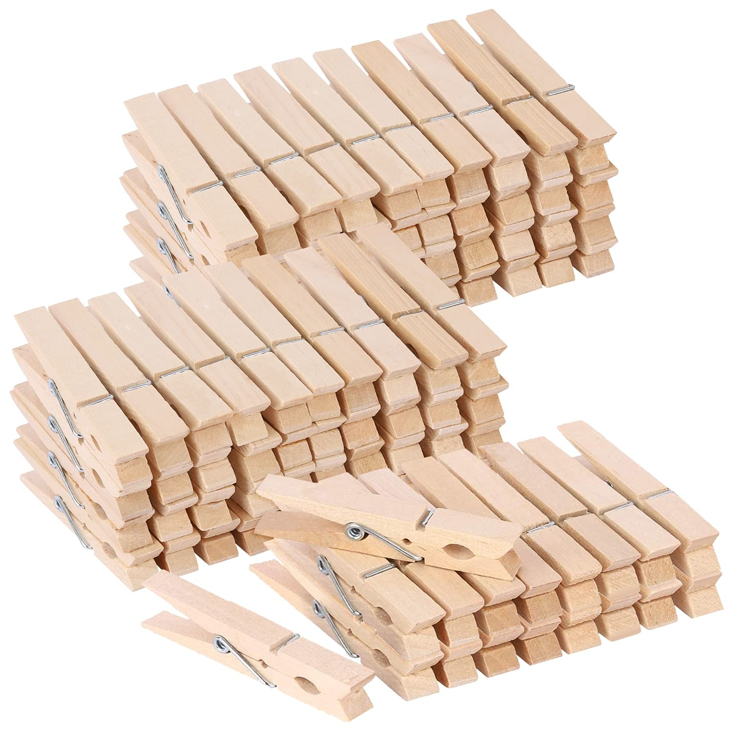 100pcs Clothes Pins Wooden Clothespins 3inch B-100pcs, Wood-100pcs-3 Inch