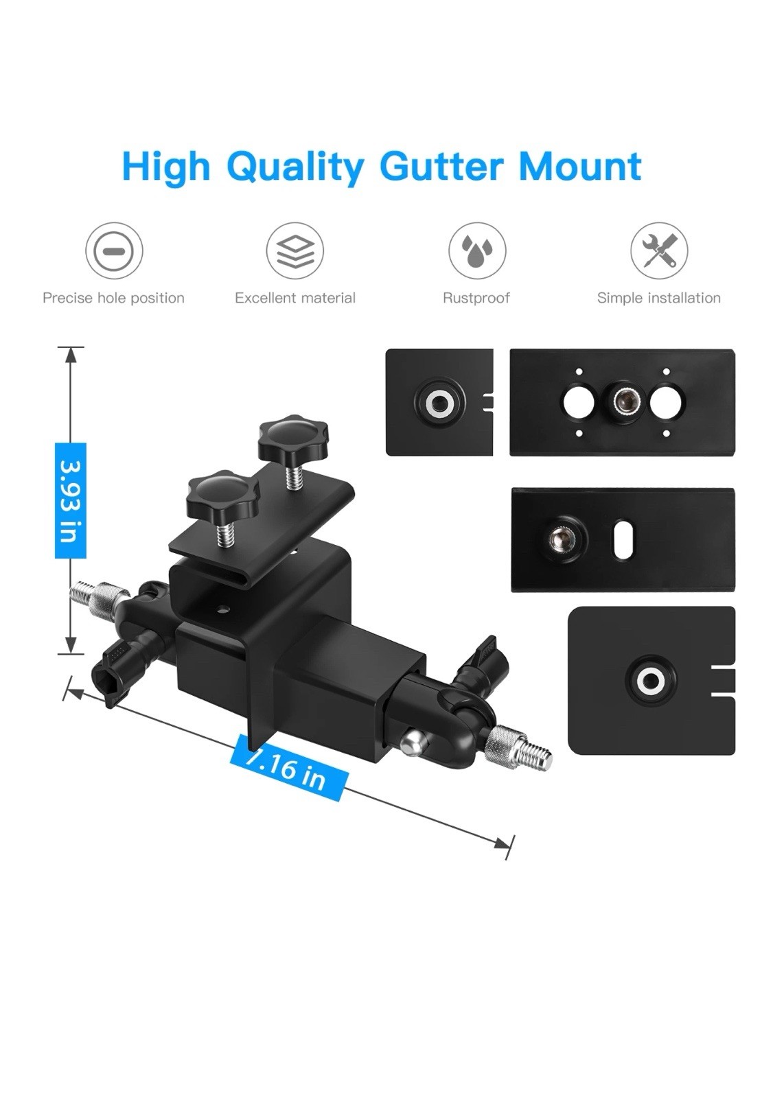 2 in 1 Gutter Mount Universal, Surveillance Camera, Solar Panel Mount.￼
