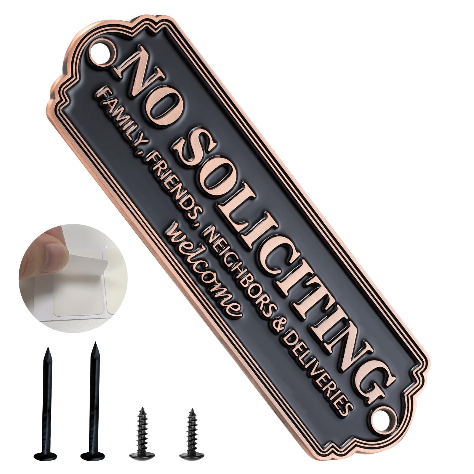 Brass No Soliciting Sign - Elegant 5 x 1.6 inches, Signs
