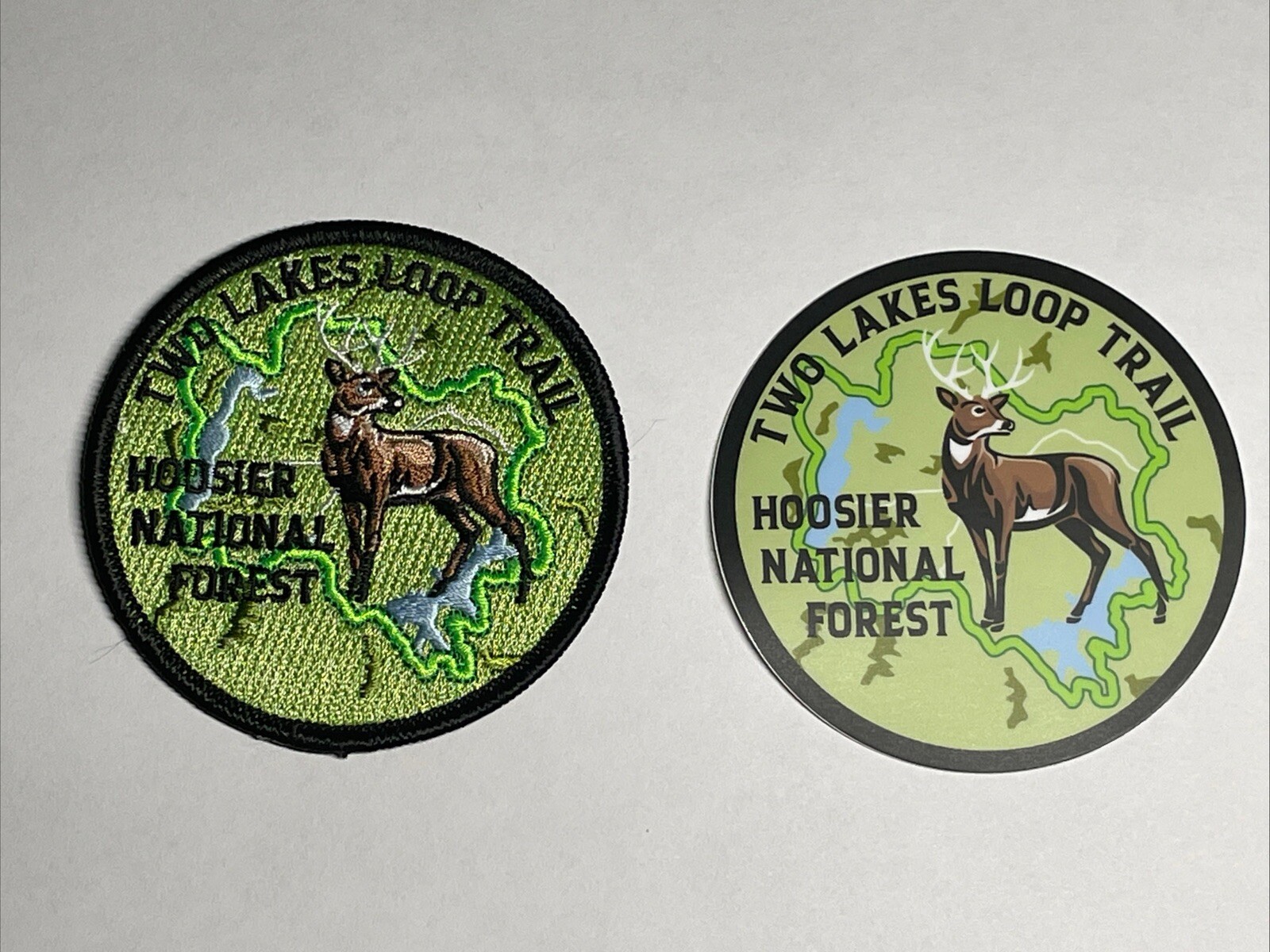 Two Lakes Loop Trail Hoosier National Forest 3" Patch and 3" Vinyl Sticker Set
