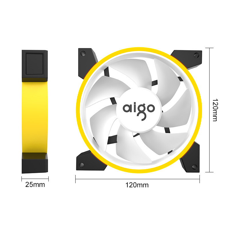 3 Pack Aigo C7 RGB 12V 120mm 3Pin LED Computer Cooler Cooling PC Case Fan Kit