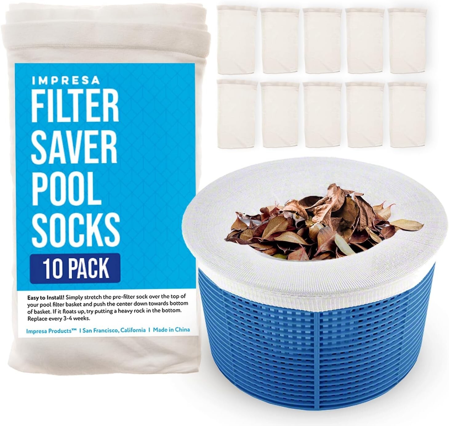 10 Pack Pool Spa Skimmer Basket Pre-Filter Saver Bag Fine Mesh Screen Socks