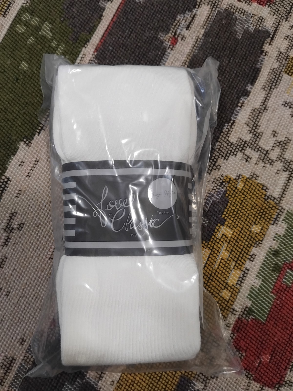 2 Pairs Love Classic Black, White Thigh Highs Lightweight Breathable Soft Socks