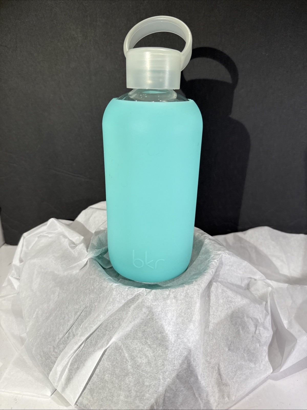 BKR Water Bottle 16oz Teal Silicone Glass Water Bottle