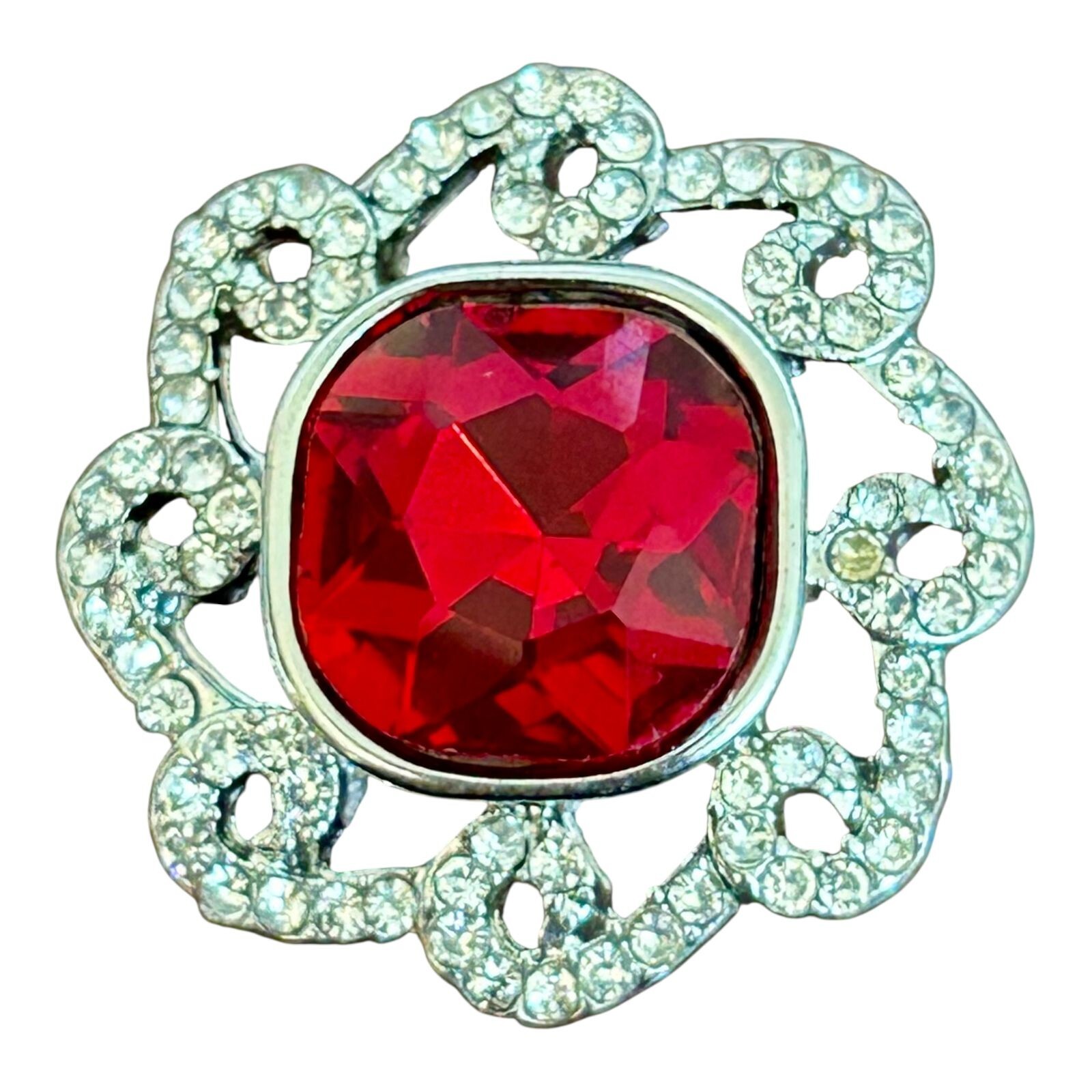 Snap Jewelry Rhinestone Red Flower Rainbow Base 18-20mm Fits Ginger Charms New